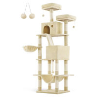 Produktbild von BellaFurn Großer Kratzbaum Beige aus Spanplatte, Plüsch und Sisal