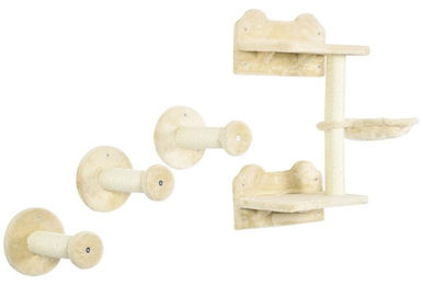 BellaFurn Katzenkletterwand mit Kratzbaum und Hängematte 4-teilig Beige Creme 28x40x73 cm – Bild 1 von 1