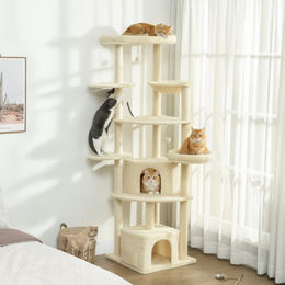 BellaFurn Katzenkratzbaum aus Holz und Plüsch in Braun und Beige 200 cm – Bild 1 von 1