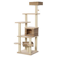 Produktbild von BellaFurn Katzenkratzbaum aus Holzwerkstoff mit Sisal und Plüsch in Beige und Braun 21,65 x 21,65 x 68,5 cm