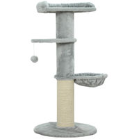 Produktbild von BellaFurn Katzenkratzbaum aus Sisal und Plüsch in Grau und Weiß mit mehreren Ebenen 48x48x103,5 cm