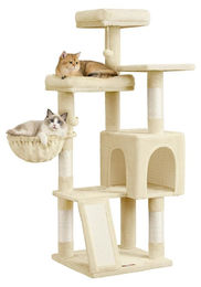 BellaFurn Katzenkratzbaum Beige mit 3 Plattformen 48x48x136 cm – Bild 1 von 1