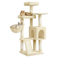 Produktbild von BellaFurn Katzenkratzbaum Beige mit 3 Plattformen 48x48x136 cm