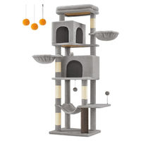 Produktbild von BellaFurn Katzenkratzbaum Grau mit Spielhaus und Sisalseil 57 x 45 x 175 cm
