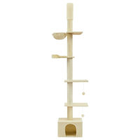 Produktbild von BellaFurn Katzenkratzbaum höhenverstellbar mit mehreren Ebenen und Höhle Beige 45x30x231-291 cm