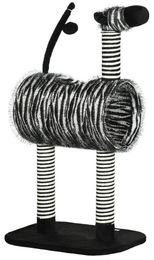 BellaFurn Katzenkratzbaum in Schwarz und Weiß mit Tunnel und Spielzeug aus Jute und Polyester – Bild 1 von 4