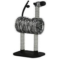 Produktbild von BellaFurn Katzenkratzbaum in Schwarz und Weiß mit Tunnel und Spielzeug aus Jute und Polyester