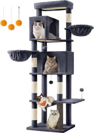 BellaFurn Katzenkratzbaum Katzenturm mit 2 Häusern in Grau 190,7 cm – Bild 1 von 1