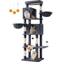 Produktbild von BellaFurn Katzenkratzbaum Katzenturm mit 2 Häusern in Grau 190,7 cm