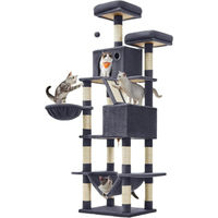 Produktbild von BellaFurn Katzenkratzbaum Kletterturm mit 13 Kratzsäulen und 2 Kuschelhöhlen aus Sisal und Plüsch 206 cm