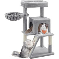 Produktbild von BellaFurn Katzenkratzbaum mit großer Plattform aus Sisal und Plüsch in Grau 48 x 48 x 96 cm
