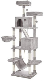 BellaFurn Katzenkratzbaum mit Hängematte in Hellgrau 7 Ebenen 60 x 50 x 206 cm – Bild 1 von 1