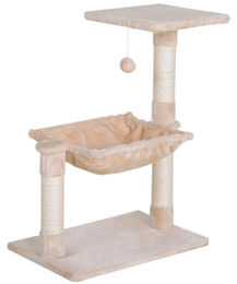 BellaFurn Katzenkratzbaum mit Hängematte und Spielzeug in Beige und Grau aus Plüsch und Sisal 36x50x70 cm – Bild 1 von 2