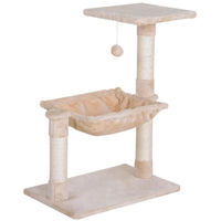 Produktbild von BellaFurn Katzenkratzbaum mit Hängematte und Spielzeug in Beige und Grau aus Plüsch und Sisal 36x50x70 cm