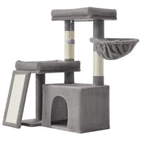 Produktbild von BellaFurn Katzenkratzbaum mit Haus, Rampe und Korb in Grau mit Sisal und 2 Plattformen 58,9 x 92,5 x 85,8 cm