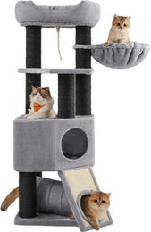 BellaFurn Katzenkratzbaum mit Höhle und Sisalkratzpfosten in Grau und Schwarz 50 x 50 x 141 cm – Bild 1 von 3