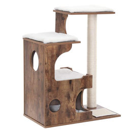 BellaFurn Katzenkratzbaum mit Katzenhaus aus Sisal in Weiß/Braun 66 x 42 x 88 cm – Bild 1 von 1