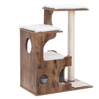 Produktbild von BellaFurn Katzenkratzbaum mit Katzenhaus aus Sisal in Weiß/Braun 66 x 42 x 88 cm