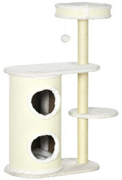 BellaFurn Katzenkratzbaum mit Katzenhaus und Spielzeug in Cremeweiß 35x59x100 cm – Bild 1 von 1