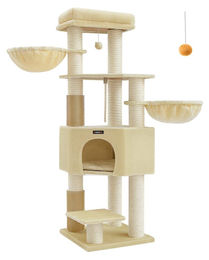 BellaFurn Katzenkratzbaum mit Kratzturm aus Plüsch und Sisal in Beige 50 x 50 x 160 cm – Bild 1 von 1