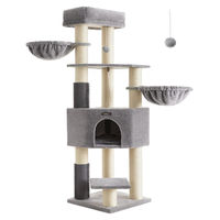 Produktbild von BellaFurn Katzenkratzbaum mit Sisal grau-weiß 50 x 50 x 160 cm für 5 Katzen