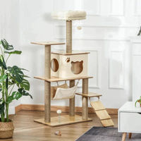 Produktbild von BellaFurn Katzenkratzbaum mit Spielhaus und Hängematte Gelb 40x60x130 cm