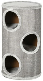 BellaFurn Katzenkratztonne aus Plüsch und Sisal in Grau mit 3 Ebenen 38x38x70 cm – Bild 1 von 3
