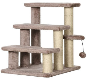 BellaFurn Katzentreppe mit 4 Stufen, Spielzeugball und Kratzbaum in Braun, 40x45x48 cm – Bild 1 von 1