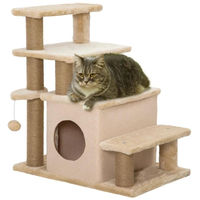 Produktbild von BellaFurn Katzentreppe mit Kratzbaum und Katzenhaus in Beige 40x60x66 cm