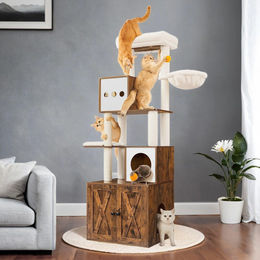 BellaFurn Kratzbaum 2-in-1 Kletterturm für Katzen aus Sisal 60 x 52 x 185 cm – Bild 1 von 1