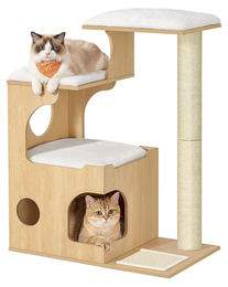 BellaFurn Kratzbaum 88 cm mit Katzenhaus und Sisalmatte Mandelgelb 66x42x88 cm – Bild 1 von 1