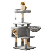 Produktbild von BellaFurn Kratzbaum Aktivitätscenter für Katzen in Grau aus Plüsch und Sisal 50 x 40 x 110 cm