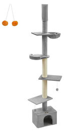 BellaFurn Kratzbaum deckenhoch verstellbar hellgrau 45 x 30 x 231-291 cm – Bild 1 von 1