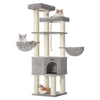 Produktbild von BellaFurn Kratzbaum für Großkatzen mit Spielhaus und Kletterturm in Grau-Weiß 55 x 55 x 186,7 cm