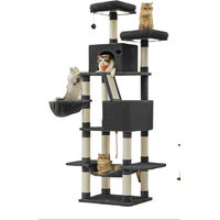 Produktbild von BellaFurn Kratzbaum für Katzen 206 cm aus Holzspanplatte mit Plüsch und Sisal in Schwarz und Grau