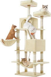 BellaFurn Kratzbaum für Katzen als Aktivitätsturm aus Plüsch und Sisal in Braun und Beige, 168 cm hoch – Bild 1 von 3