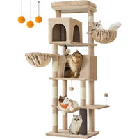 Produktbild von BellaFurn Kratzbaum für Katzen als Kletterturm in Braun mit 2 Löchern 57 x 45 x 175 cm
