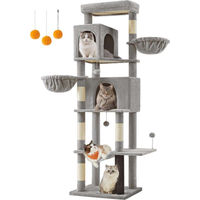 Produktbild von BellaFurn Kratzbaum für Katzen als Kletterturm in Grau mit Sisal und Spanplatte 59 x 48 x 190,7 cm