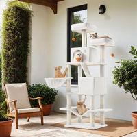 Produktbild von BellaFurn Kratzbaum für Katzen als Spielcenter in Cremeweiß mit Sisal und Plüsch 55 x 45 x 168 cm