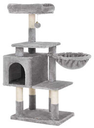 BellaFurn Kratzbaum für Katzen aus Holz und Sisal in Grau 50 x 40 x 110 cm – Bild 1 von 2
