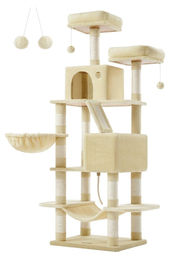 BellaFurn Kratzbaum für Katzen aus Plüsch und Sisal in Beige 55 x 45 x 168 cm – Bild 1 von 2