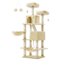 Produktbild von BellaFurn Kratzbaum für Katzen aus Plüsch und Sisal in Beige 55 x 45 x 168 cm