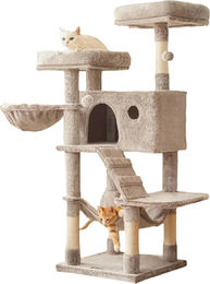 BellaFurn Kratzbaum für Katzen aus Plüsch und Sisal in Braun 49 x 49 x 135 cm – Bild 1 von 3