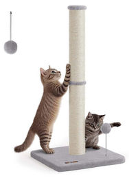 BellaFurn Kratzbaum für Katzen aus Plüsch und Sisal in Grau 40 x 40 x 85 cm – Bild 1 von 2