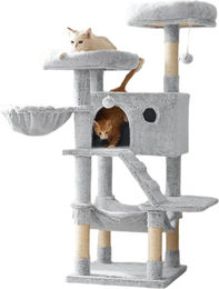 BellaFurn Kratzbaum für Katzen aus Plüsch und Sisal mit Holzspanplatte 49 x 49 x 135 cm – Bild 1 von 3