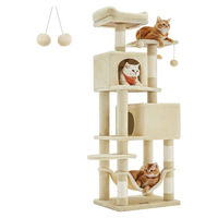 Produktbild von BellaFurn Kratzbaum für Katzen aus Sisal und Plüsch in Beige 49 x 40 x 155 cm