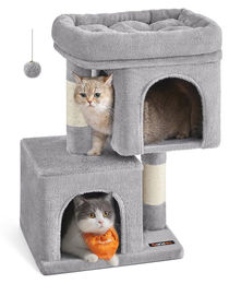 BellaFurn Kratzbaum für Katzen aus Sisal und Plüsch mit Kippschutz in Hellgrau 40 x 30 x 67 cm – Bild 1 von 1