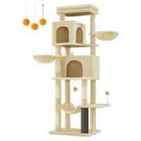 Produktbild von BellaFurn Kratzbaum für Katzen aus Spanplatte und Plüsch mit Sisal 57 x 45 x 175 cm