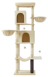 BellaFurn Kratzbaum für Katzen Beige 190 cm aus Holzspanplatte Plüsch und Sisal – Bild 1 von 1