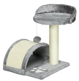 BellaFurn Kratzbaum für Katzen in Grau mit Katzenloch aus Plüsch und Sisal 46 cm – Bild 1 von 3